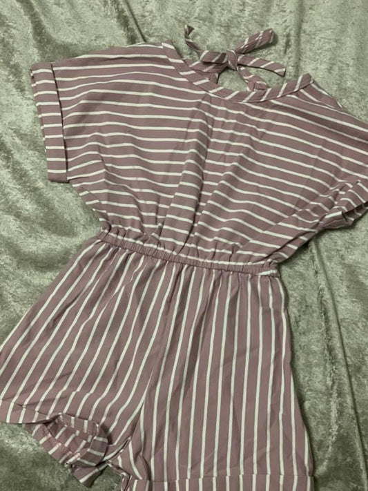 Pink Striped Romper